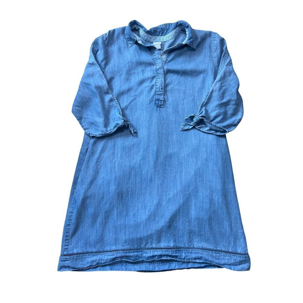 CHICOS Blue Lightweight Denim Shift/Shirt dress, Women's 3 (2-3XL); 3/4 sleeves